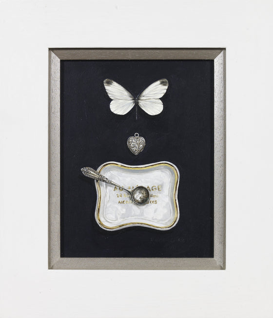 White Butterfly with Dish, Spoon and Locket