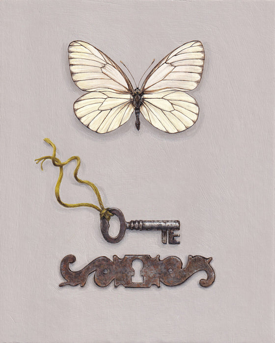 White Butterfly with Key and Escutcheon