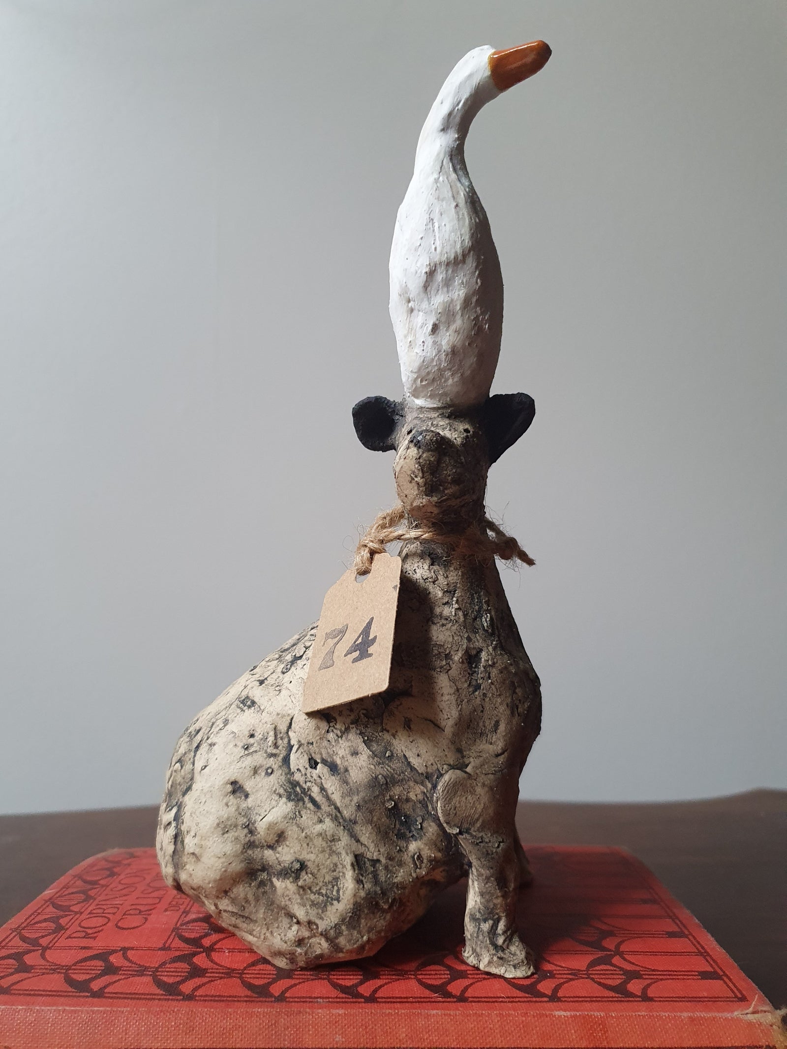 Sam Toft ceramic dog sculpture '#74 Doris with Horace Duck VII ...