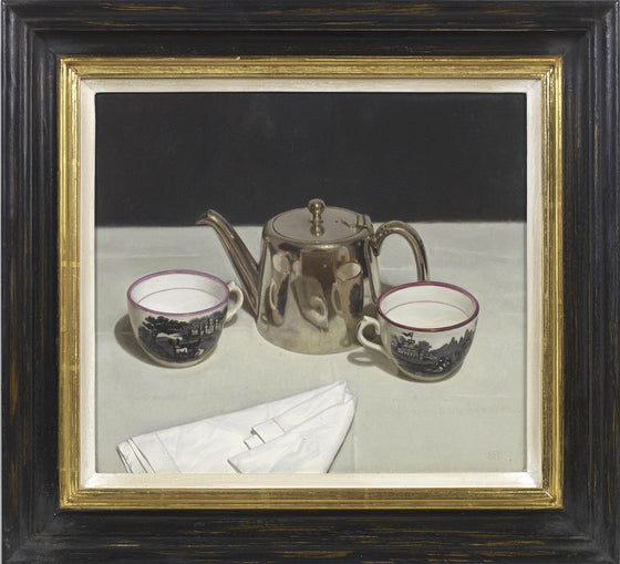 Silver Teapot and Tea Cups