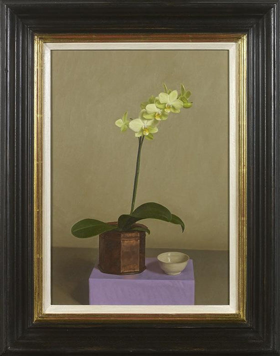 Green Orchid in Copper Pot (Framed)