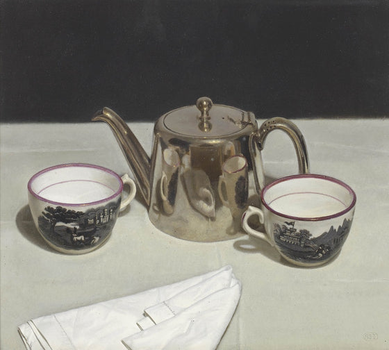 Silver Teapot and Tea Cups