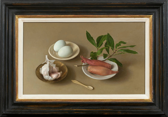 Still Life with Garlic, Shallots and Eggs