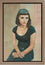 Simon Davis British Contemporary Artist Young Woman with crossed Hands framed