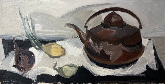 Still life with Kettle and Onions