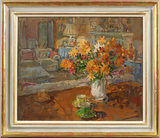 Susan Ryder Coffee and Chrysanthemum framed
