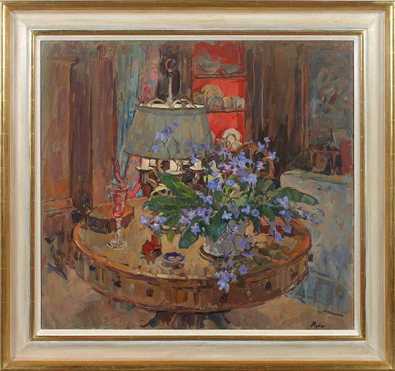 Drum Table With Flowers (Framed)