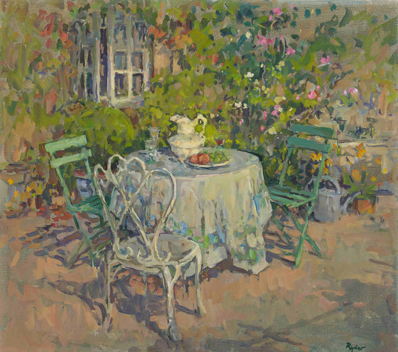 Terrace Table with White Jug