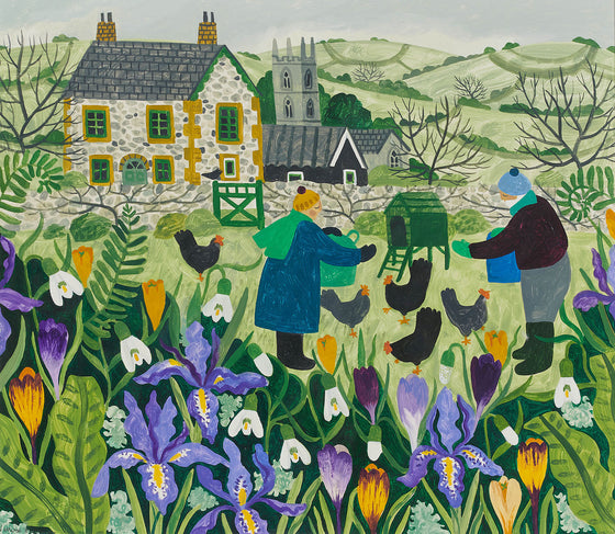 Hen and Irises