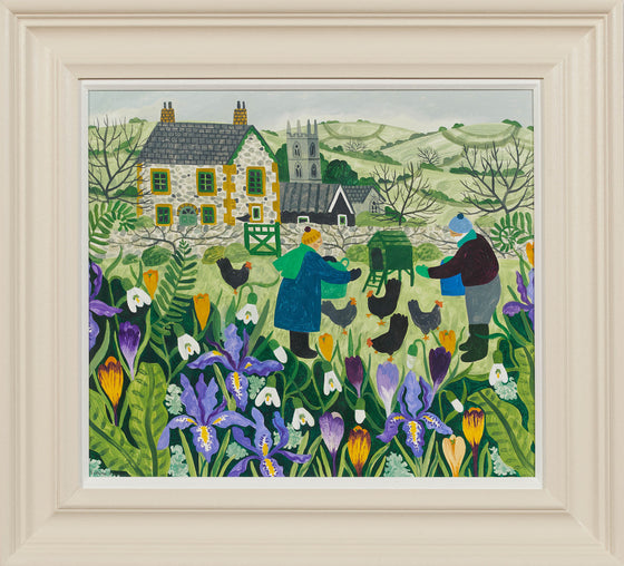 Hen and Irises