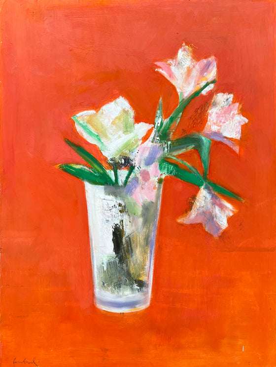 Rose & Lilies on Orange